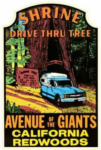 (image for) California (3) Redwoods Shrine Vintage Vacation Stickers